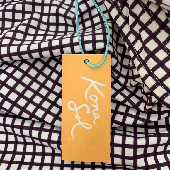 Kona Sol Burgundy Purple White Patterned Adjustable Tankini Bikini Top New Nwt - Picture 10 of 15